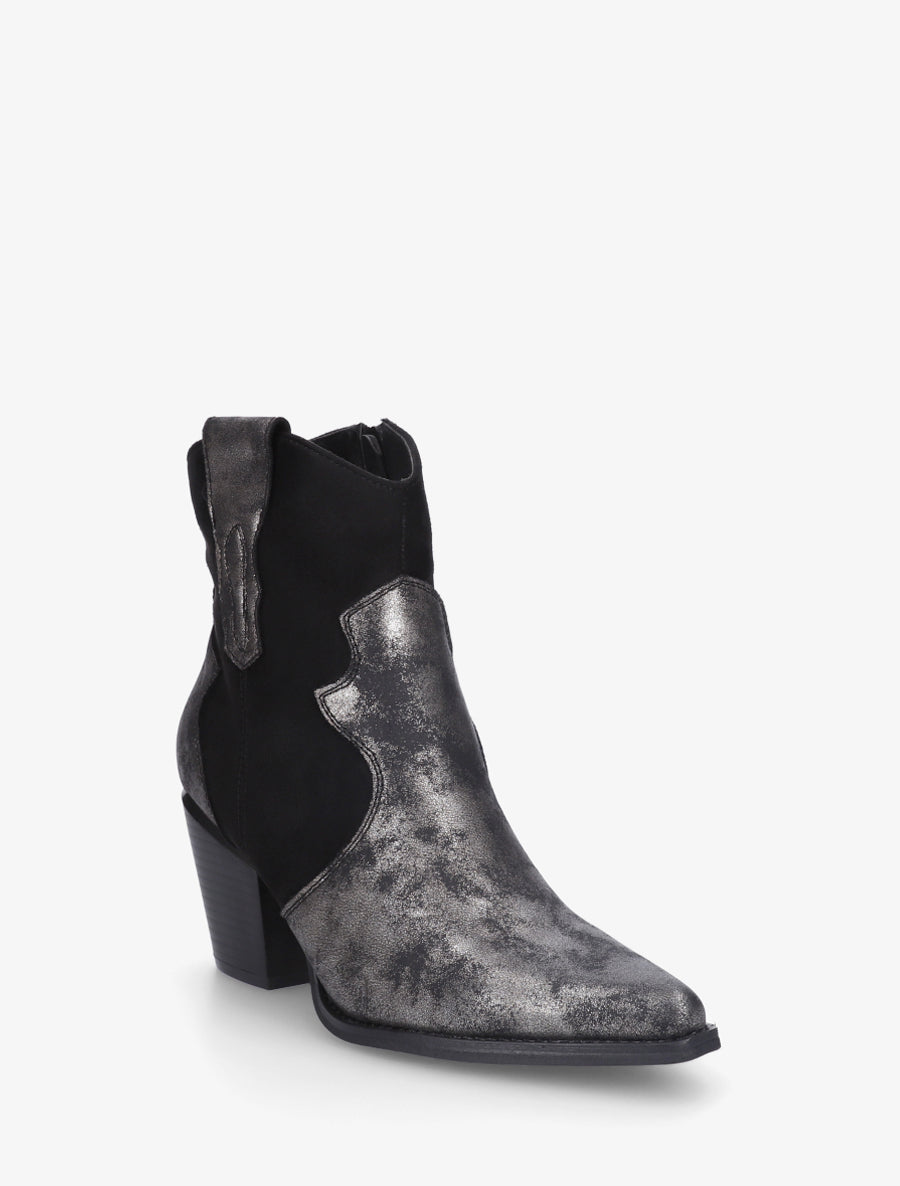 Bottines irisées style santiag - Noir - 2