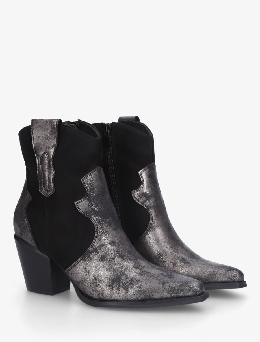 Bottines irisées style santiag - Noir - 4