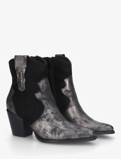 Bottines irisées style santiag - Noir - 4