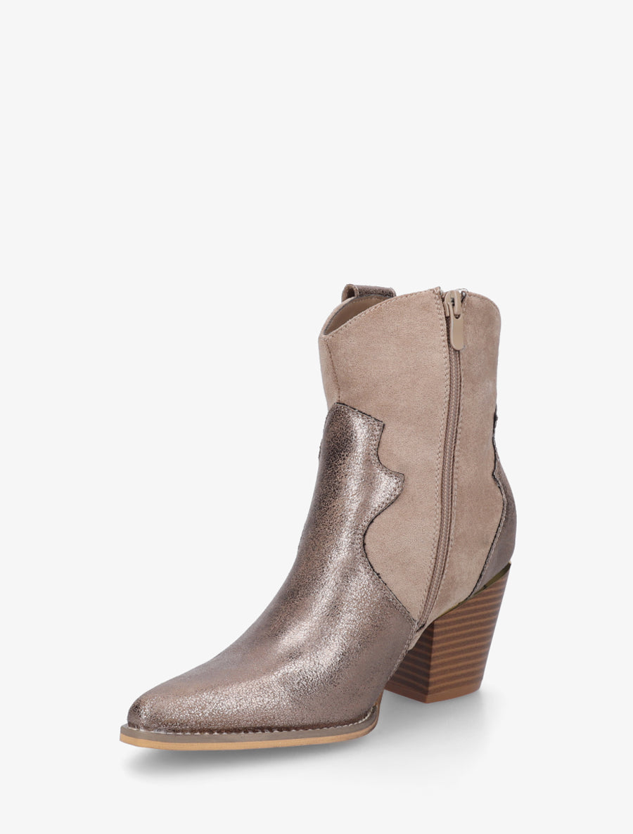 Bottines irisées style santiag - Taupe - 3