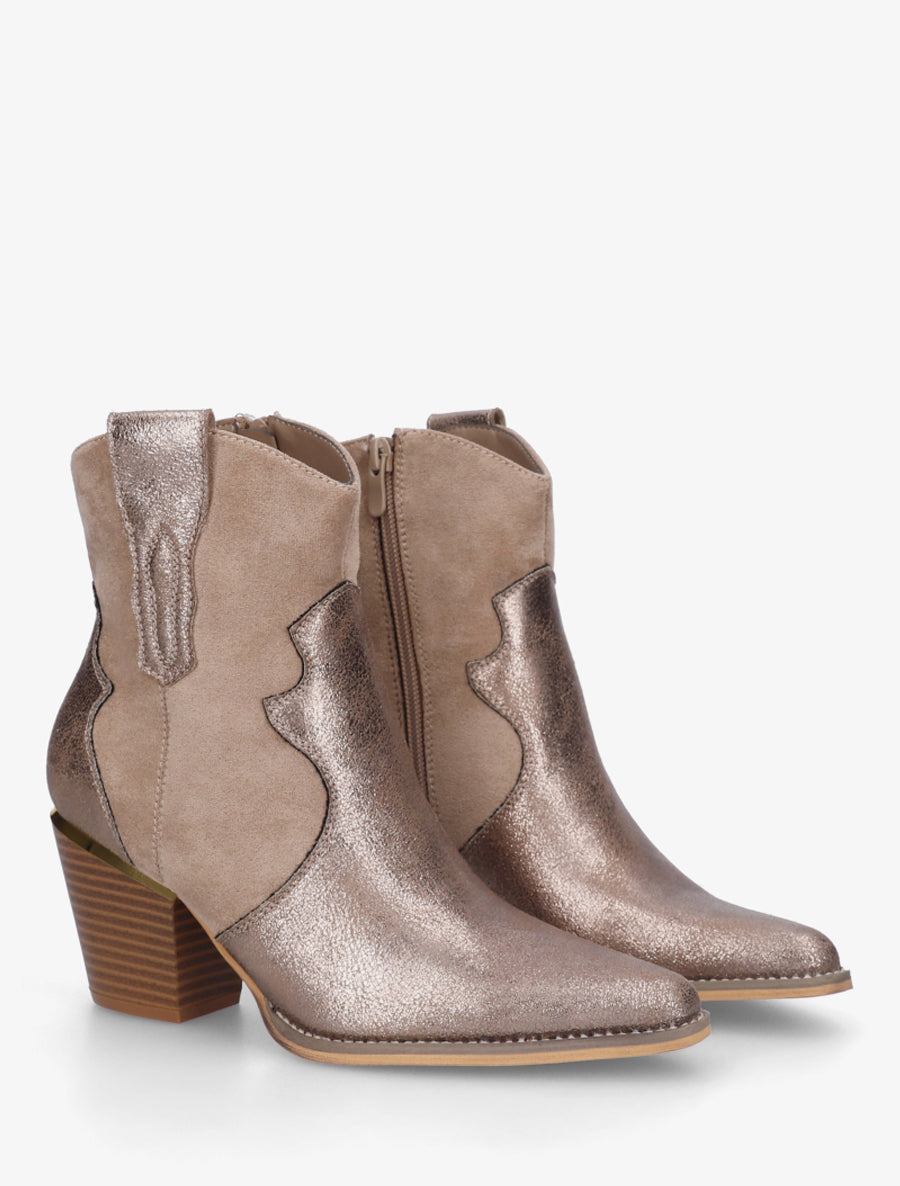 Bottines irisées style santiag - Taupe - 4