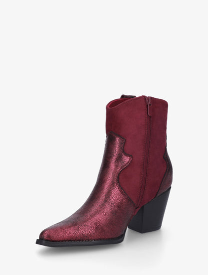 Bottines irisées style santiag - Lie de vin - 3