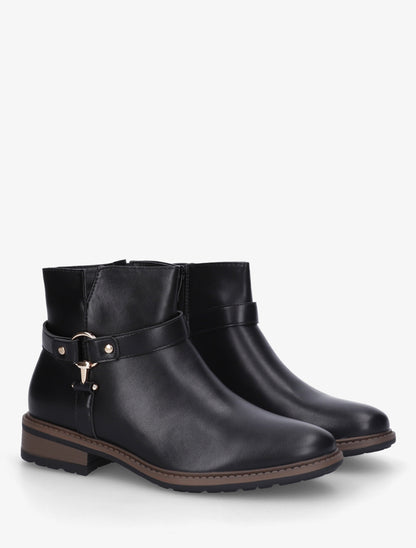 Bottines en simili à boucle décorative - Noir - 4