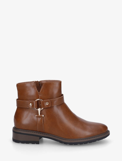 Bottines en simili à boucle décorative - Camel - 1