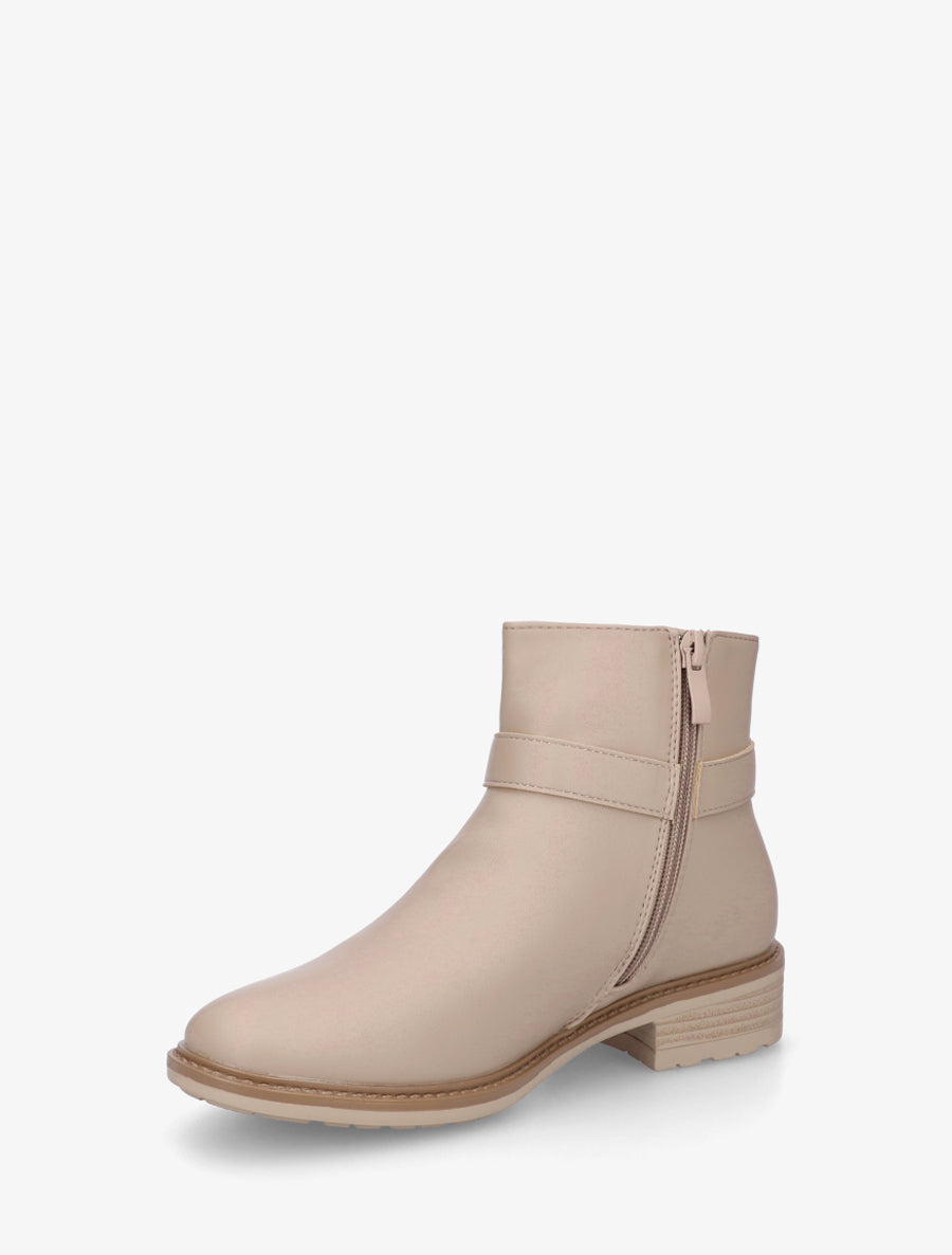 Bottines en simili à boucle décorative - Beige - 3