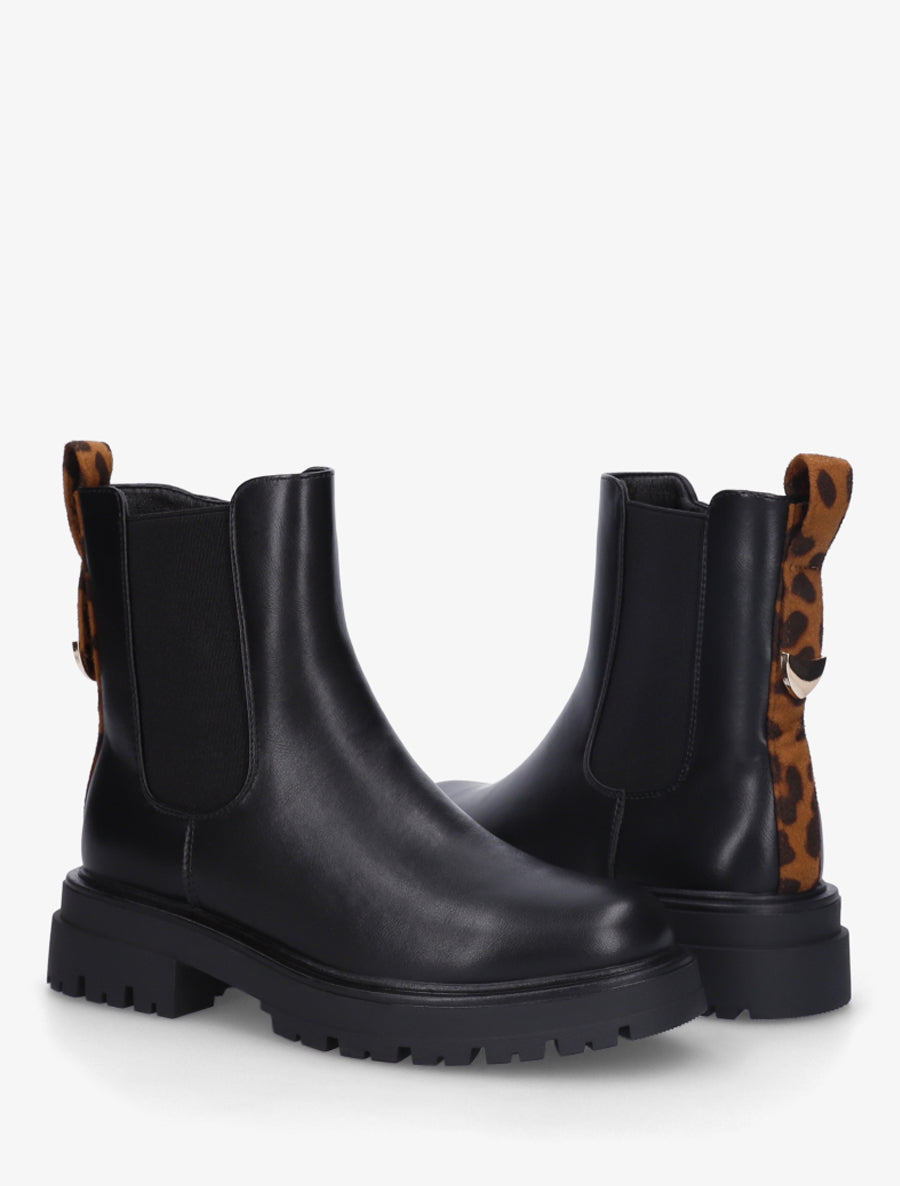 Chelsea en simili à détail imprimé léopard - Camel - 4