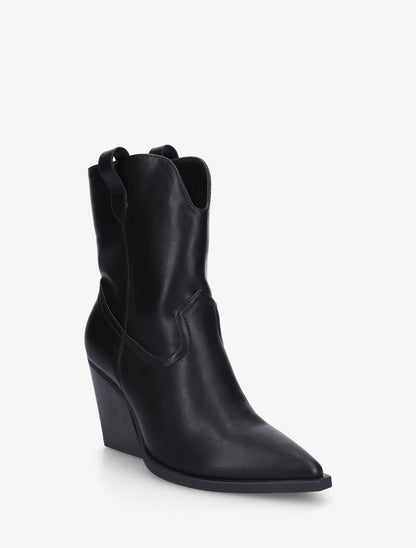 Bottines à talon bottier en simili - Noir - 2