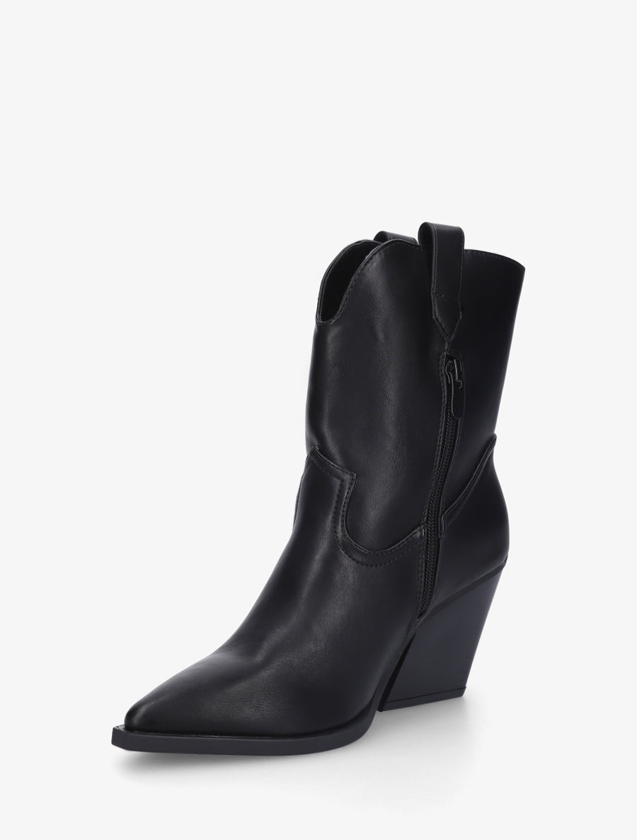 Bottines à talon bottier en simili - Noir - 3