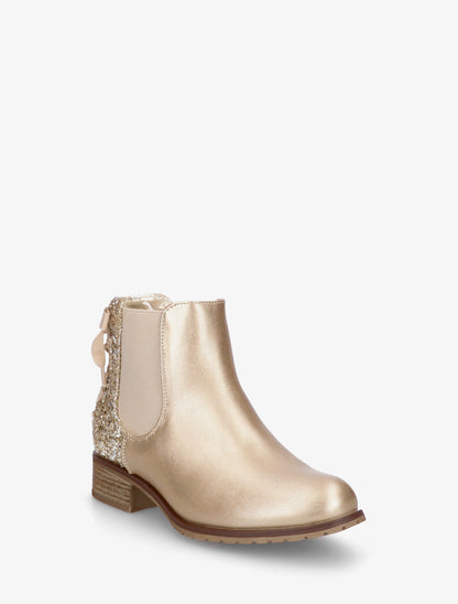 Bottines élastiquées à ruban style lacet - Or - 2