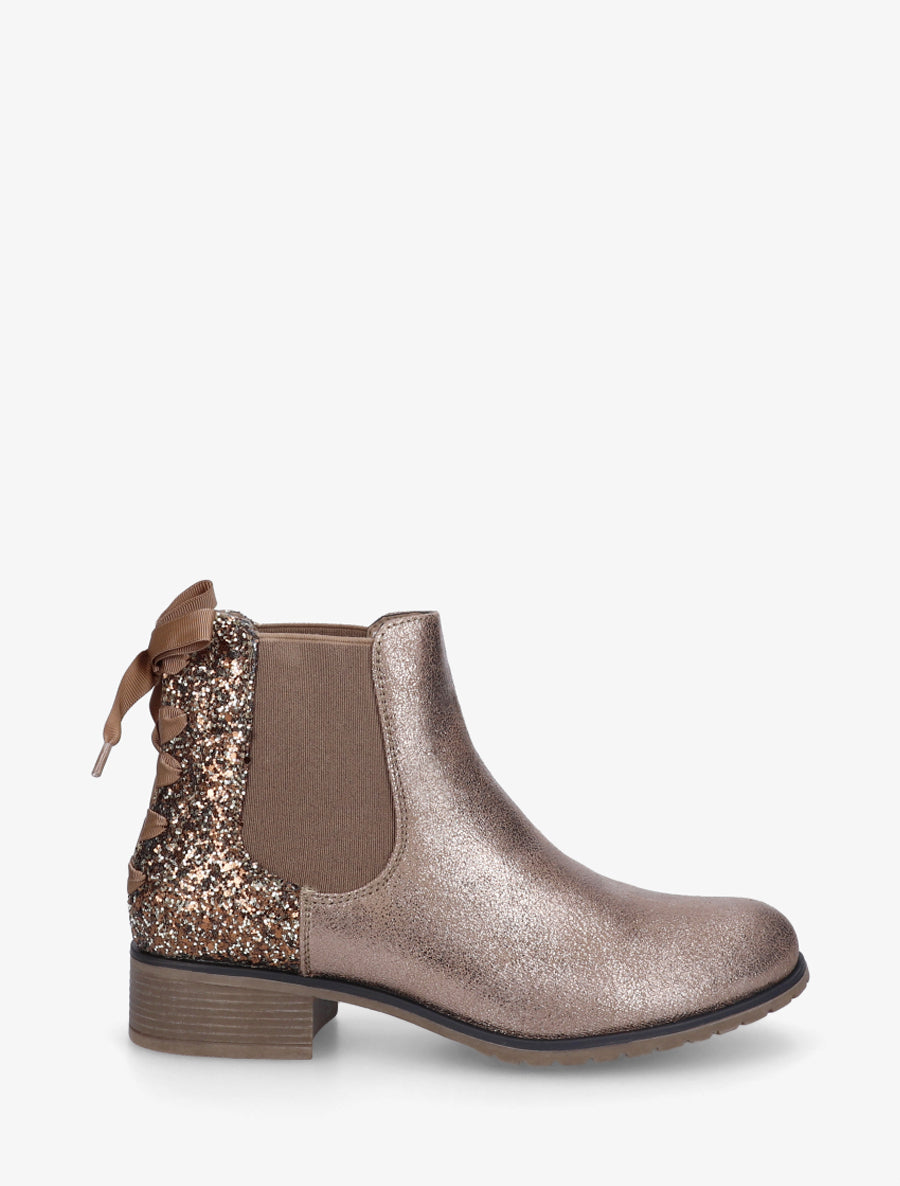 Bottines irisées à ruban style lacet - Taupe - 1