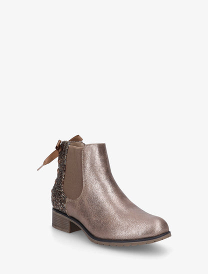 Bottines irisées à ruban style lacet - Taupe - 2