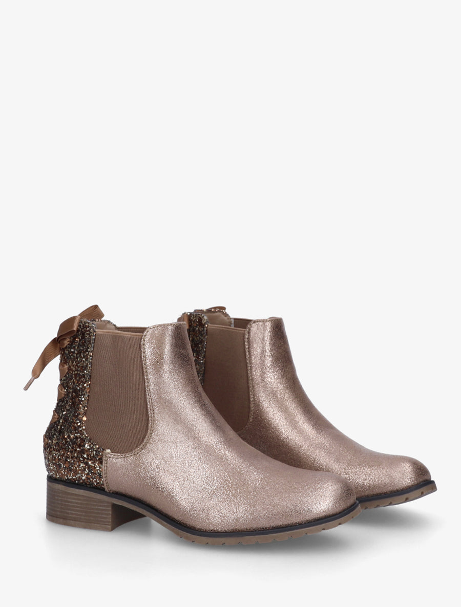 Bottines irisées à ruban style lacet - Taupe - 4