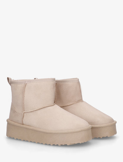 Boots fourrées en suédine - Beige - 4