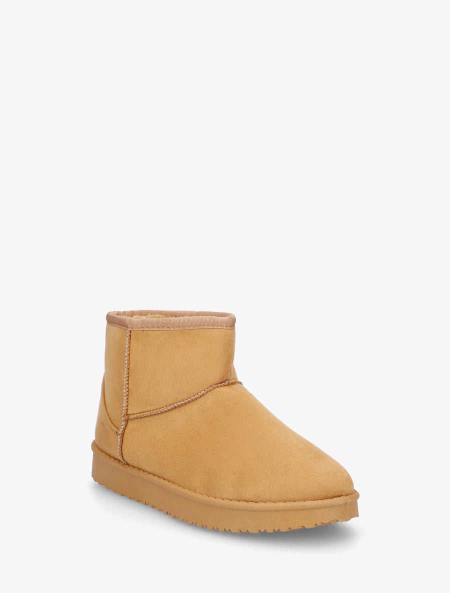 Low boots unies en suédine - Camel - 2