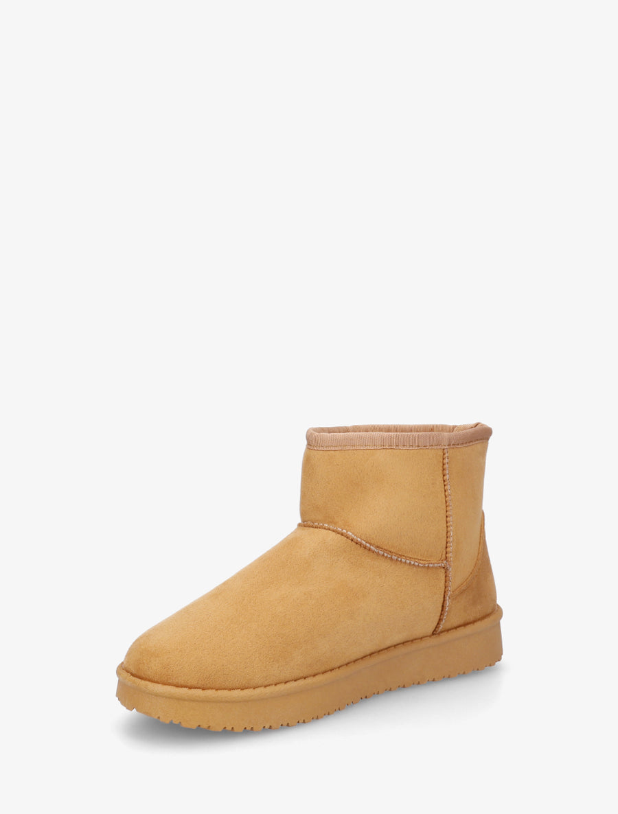 Low boots unies en suédine - Camel - 3
