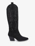 Bottes en suédine style santiags - Noir - 1
