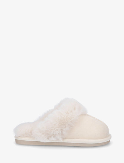 Mules plates fourrées - Beige - 1