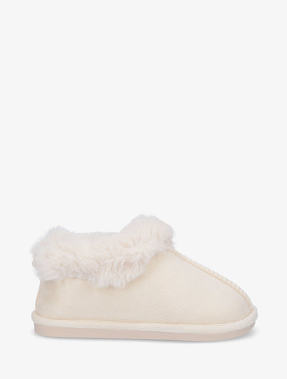 Mules en suédine fourrées - Beige - 1