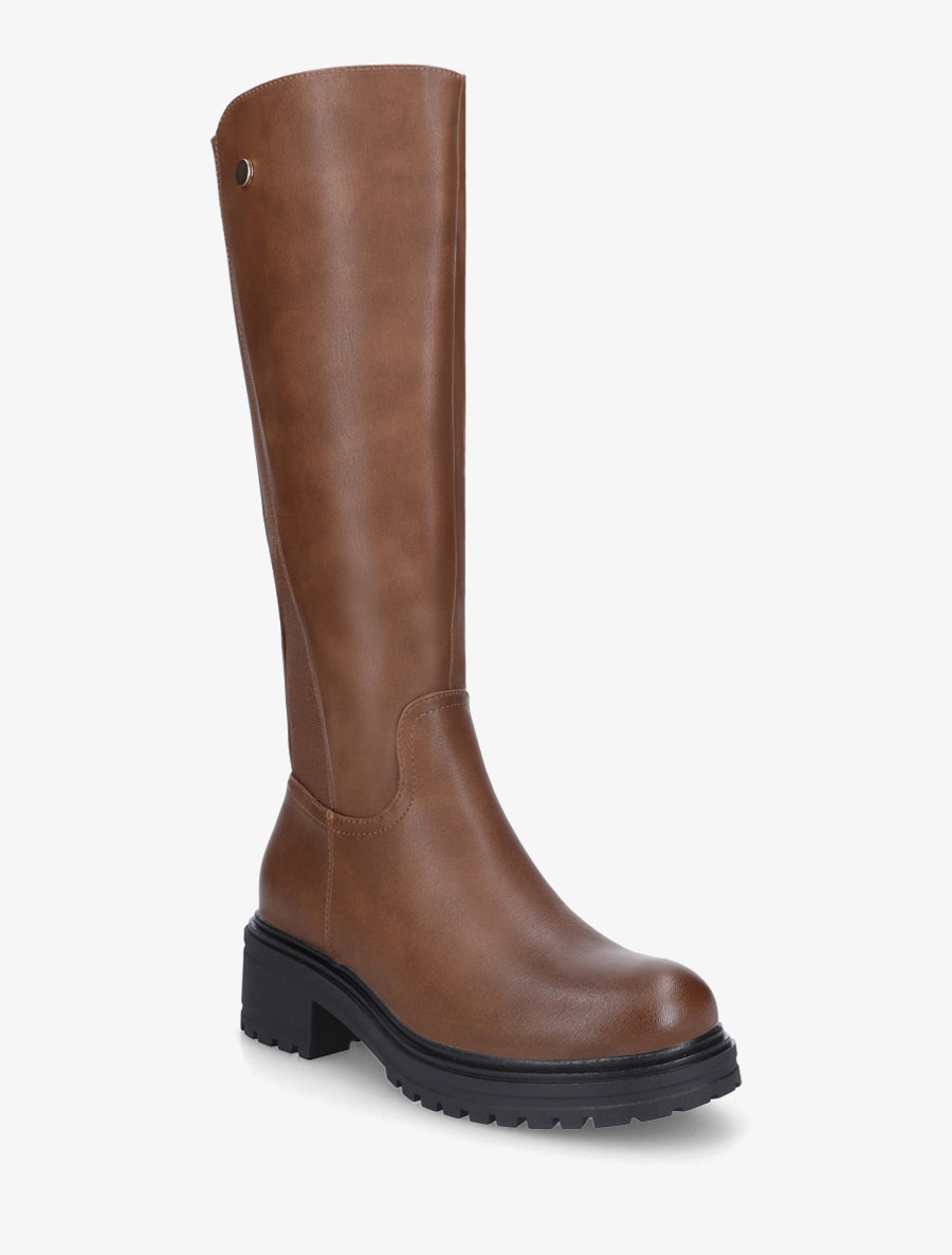 Bottes élastiquées en simili - Marron - 2