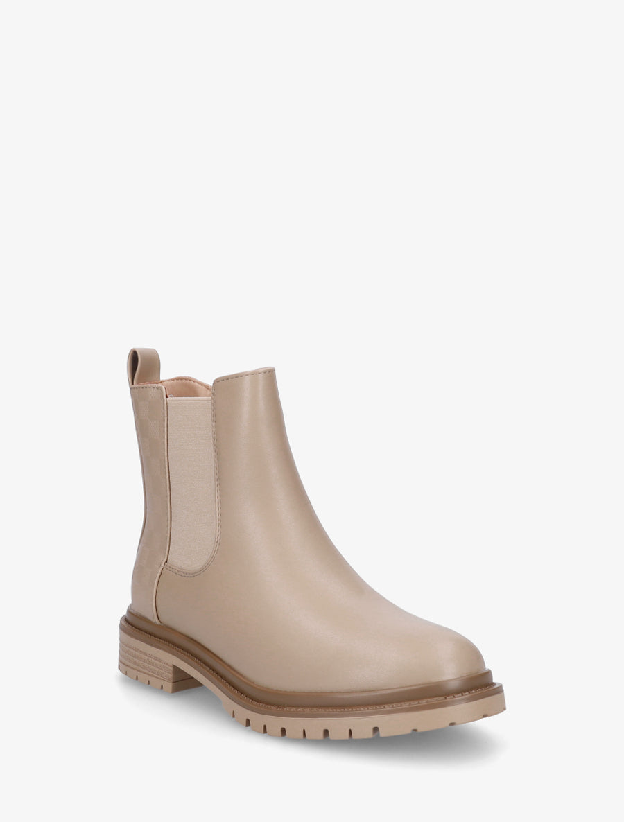 Bottines élastiquées à motif damier - Beige foncé - 2