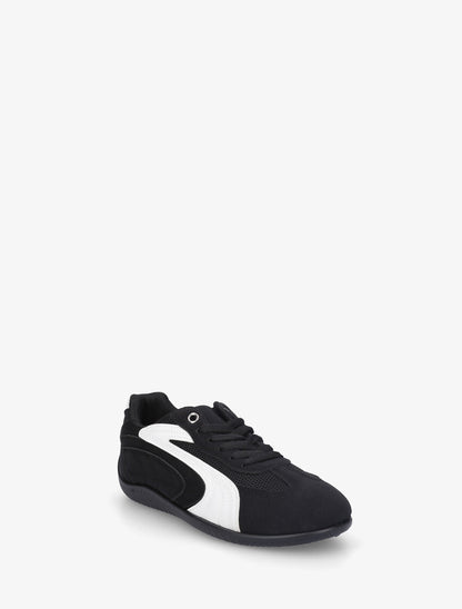 Sneakers à empiècement effet nubuck et mesh - Noir - 2