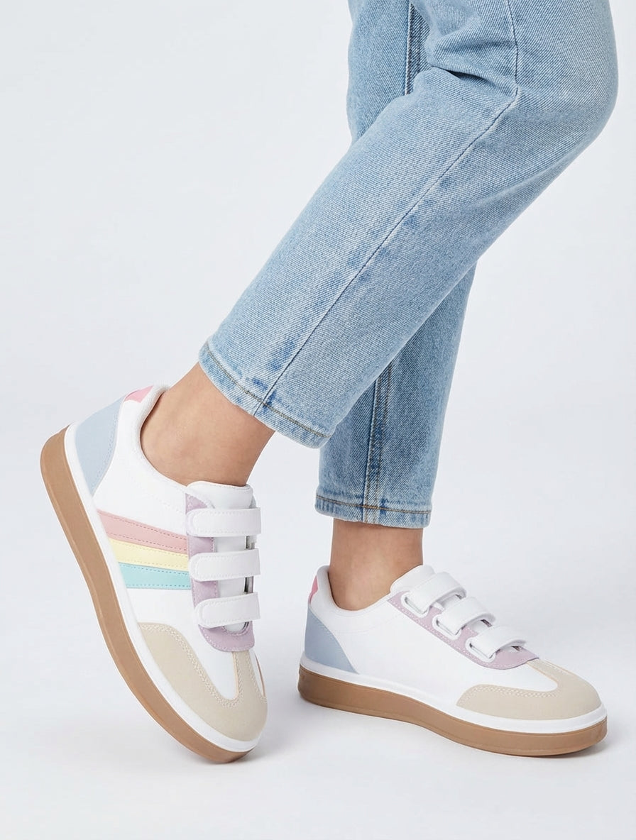 Klittenbandsneakers met rubberen zool - Meervoudig