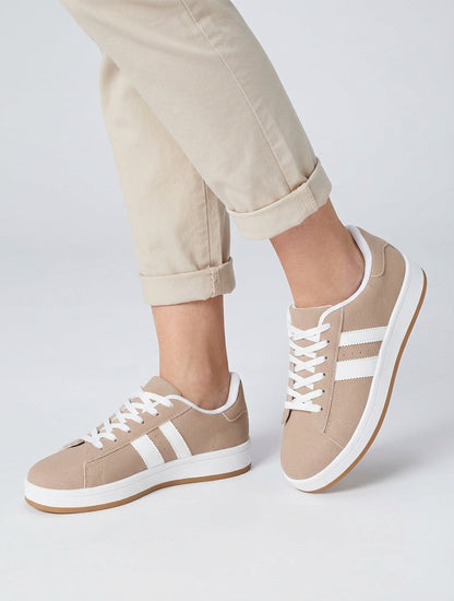 Sneakers in nubucklook met contrasterende banden - Mol