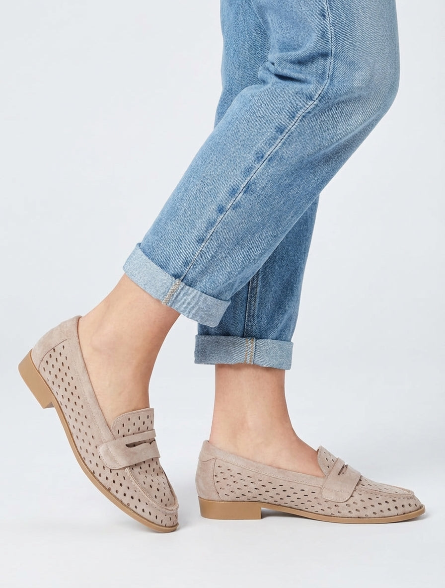 Geperforeerde mocassins van suèdine - Mol