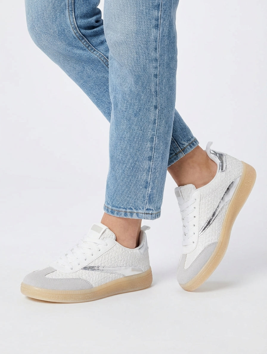 Sneakers van imitatie vlechtwerk - Wit