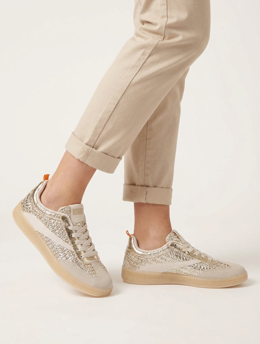 Sneakers van imitatie vlechtwerk - Goud