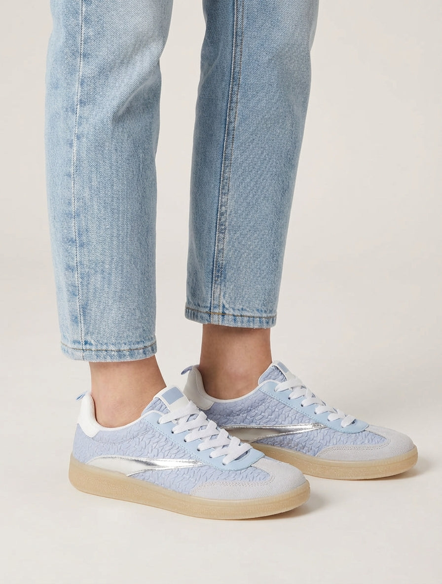 Sneakers van imitatie vlechtwerk - Lichtblauw