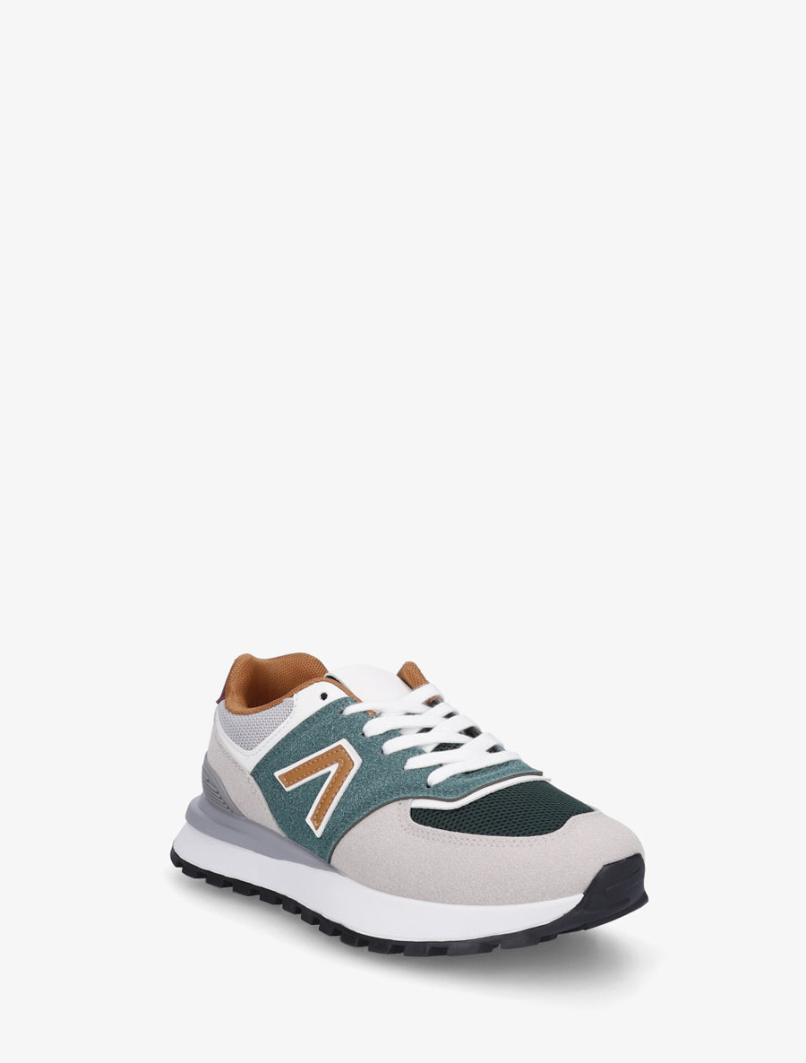 Baskets en suédine et tissu - Vert foncé - 2