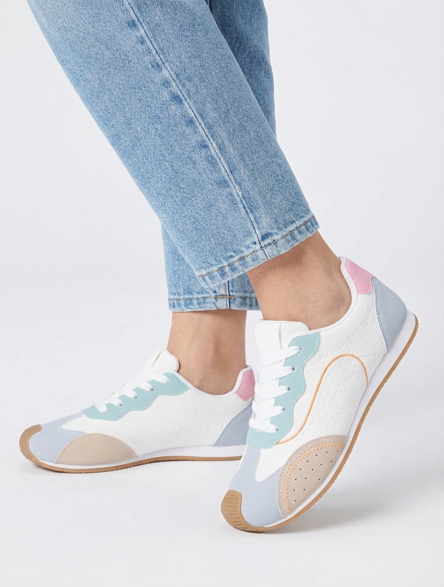 Sneakers met nubuck-effect textuur. - Watergroen