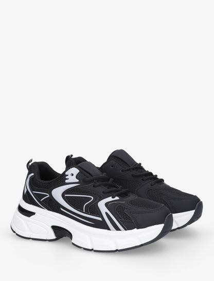 Baskets style running en toile - Noir - 4