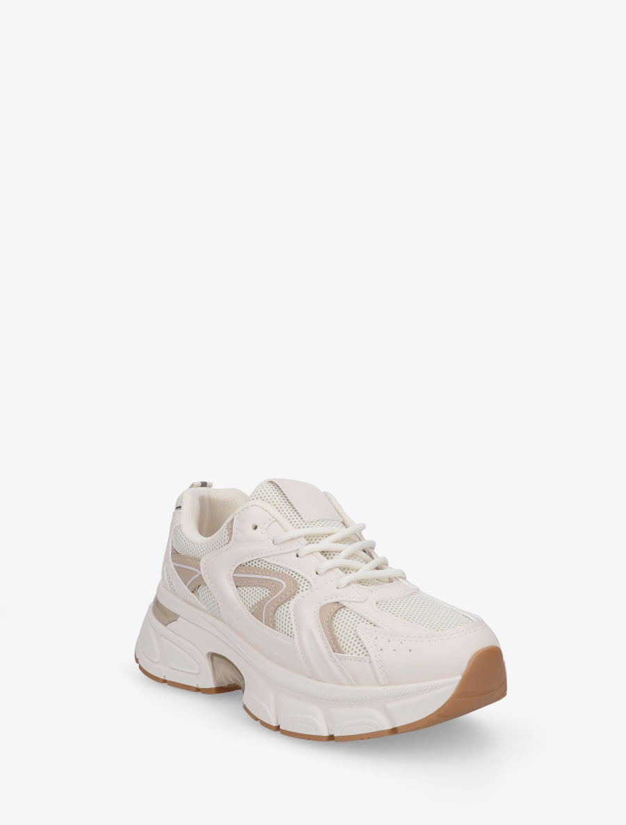 Baskets style running en toile - Beige - 2