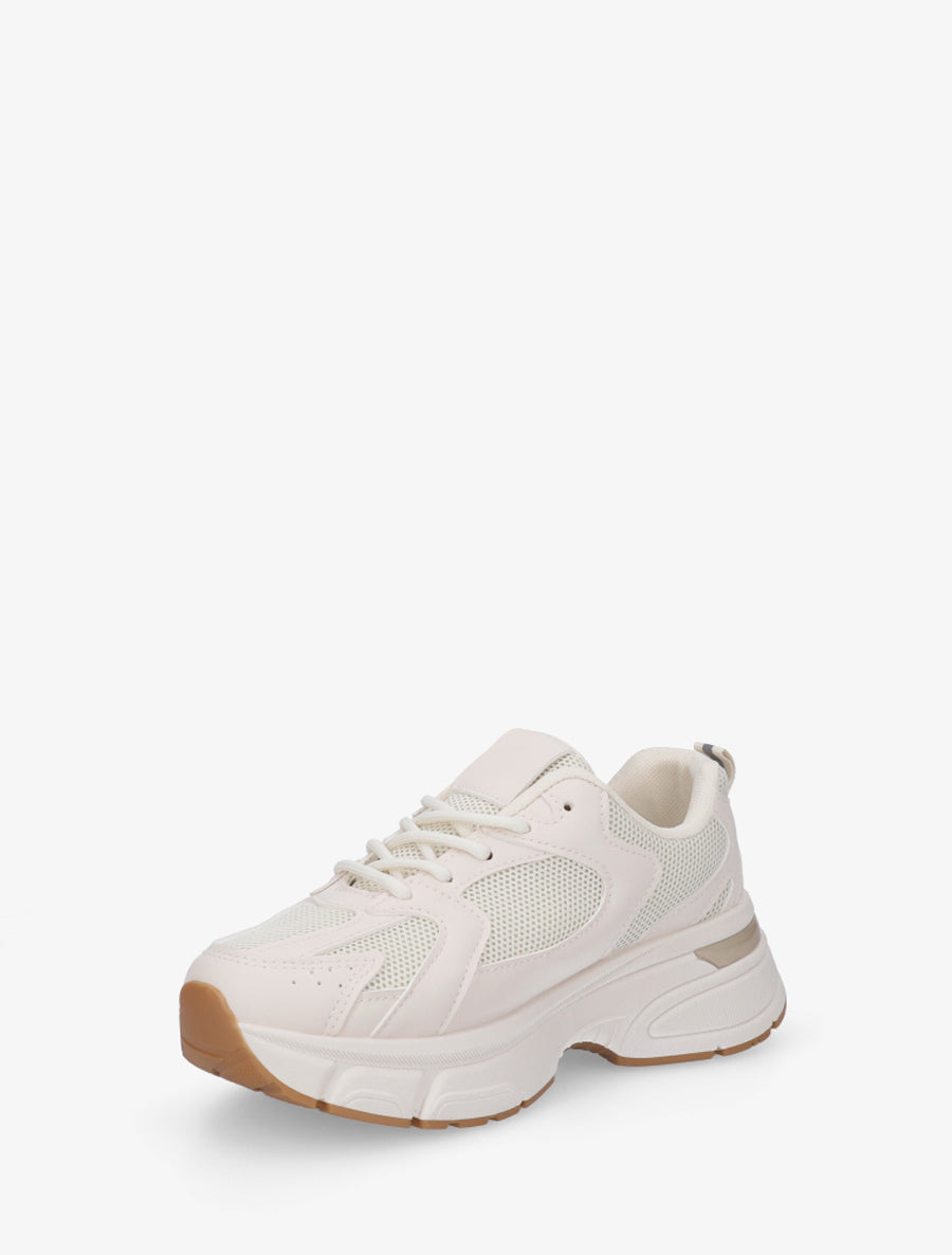 Baskets style running en toile - Beige - 3