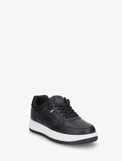 Baskets en simili à semelle épaisse - Noir - 2