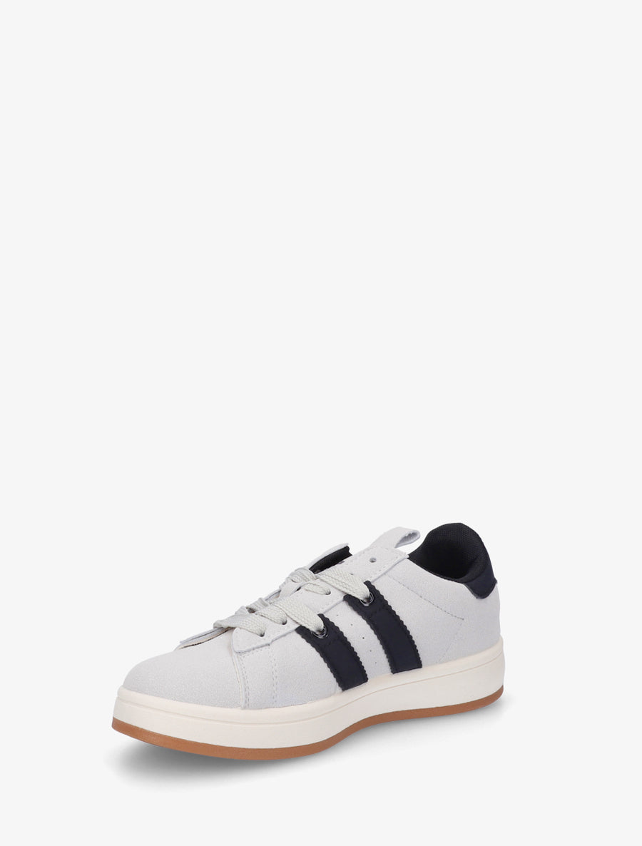 Sneakers unies à bandes contrastantes - Gris - 3