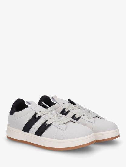 Sneakers unies à bandes contrastantes - Gris - 4