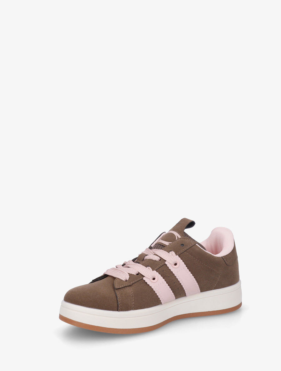 Sneakers unies à bandes contrastantes - Marron - 3