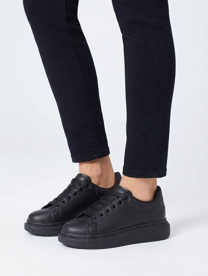 Casual sneakers in imitatieleer - Zwart
