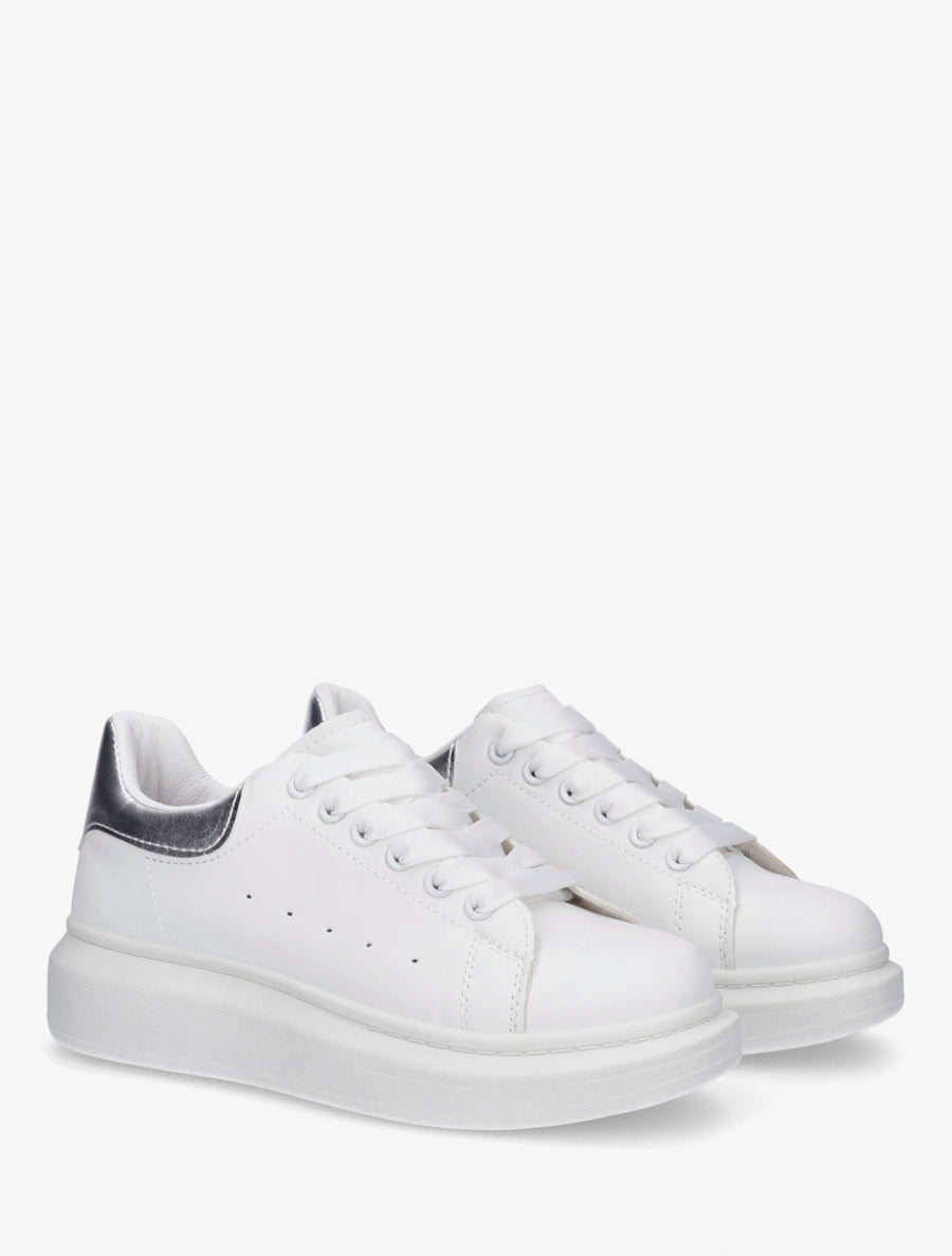 Baskets à contrefort contrastant - Blanc/argent - 4