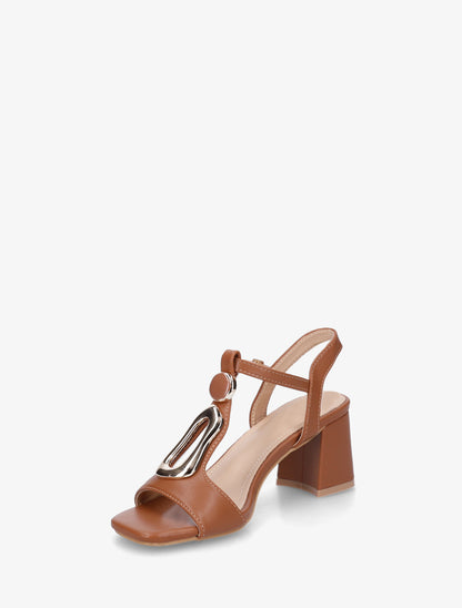 Sandales en simili à boucle fantaisie - Camel - 3