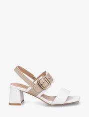 Sandales bicolore à talon - Blanc - 1