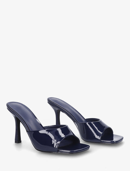Mules vernies à talon aiguille - Marine - 4