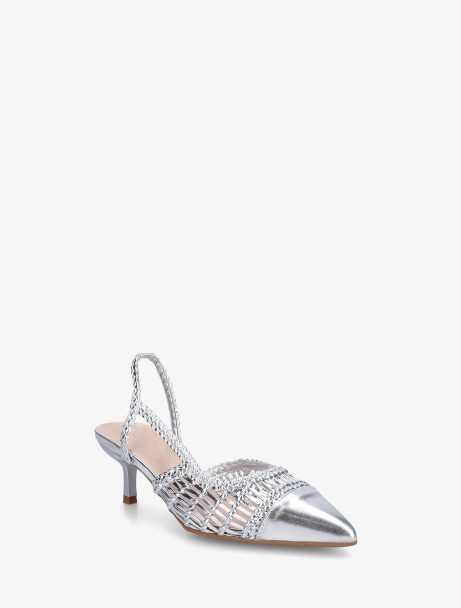 Sandales ajourées à tour de cheville tressé - Argent - 2