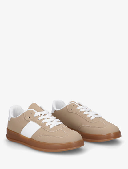 Sneakers unies à semelle caoutchouc - Taupe - 4