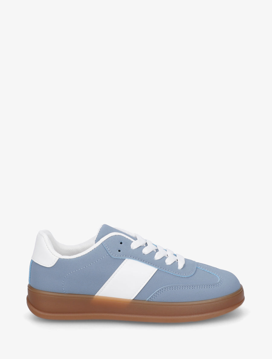 Sneakers unies à semelle caoutchouc - Bleu - 1