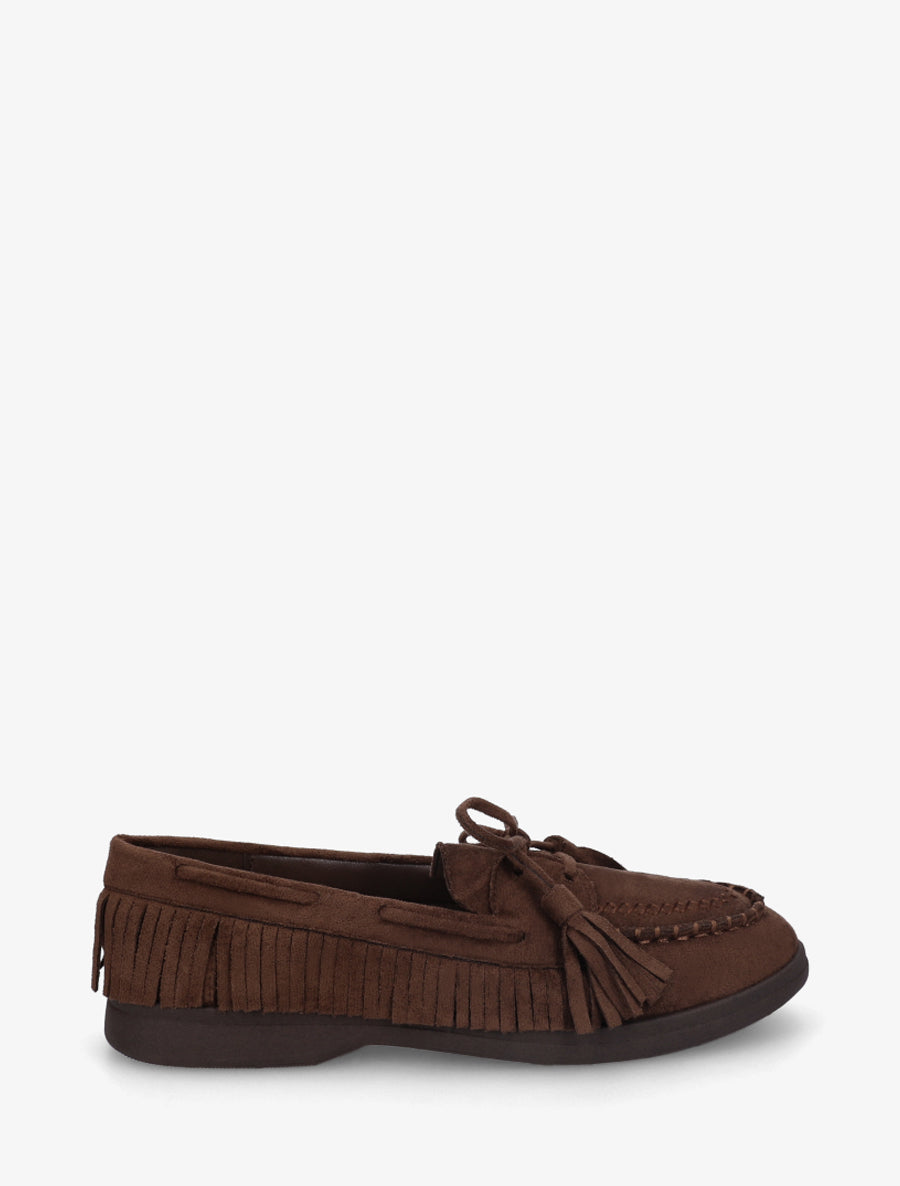 Mocassins en suédine à franges - Marron - 1
