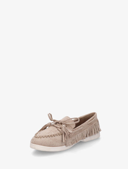 Mocassins en suédine à franges - Taupe - 3